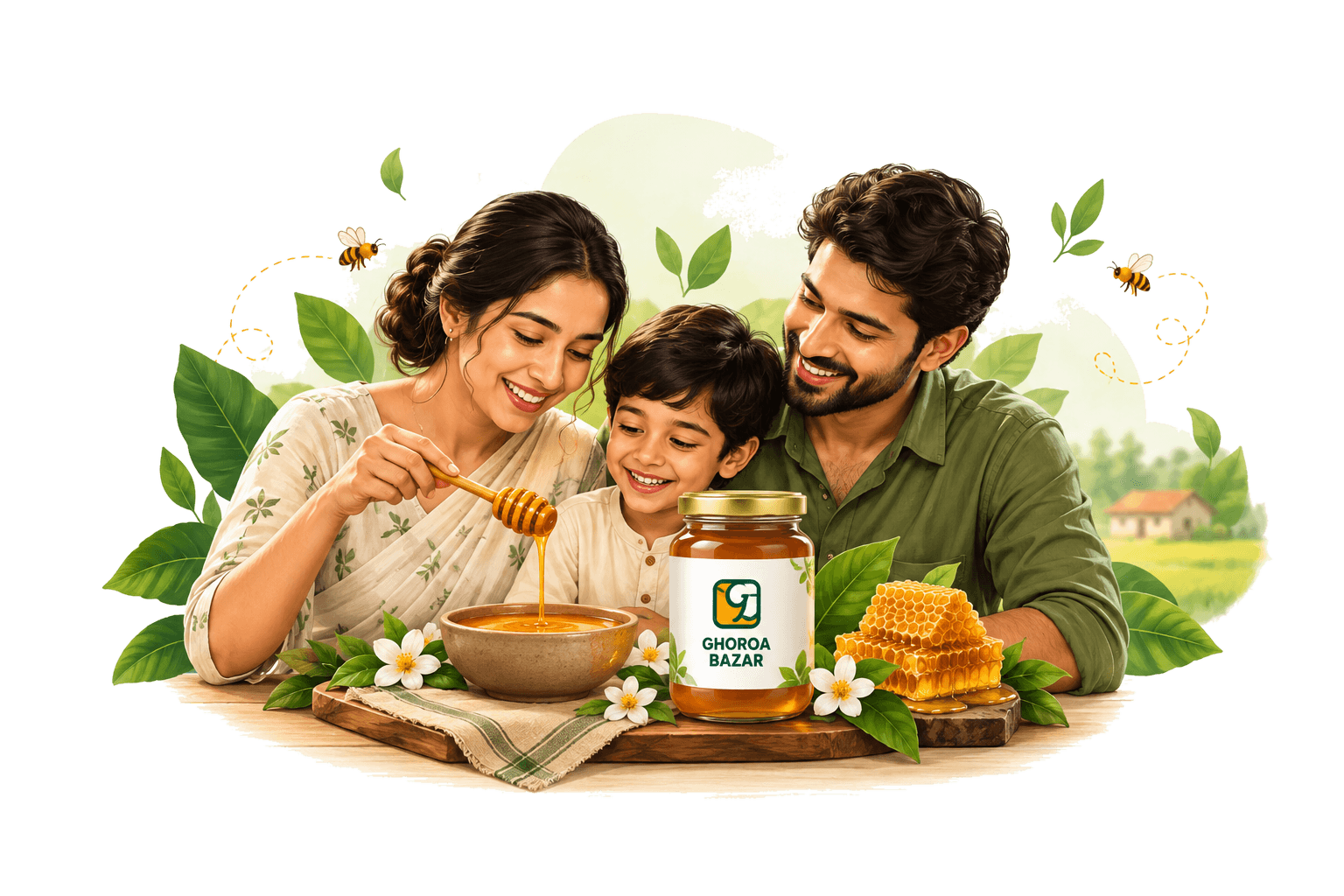 Ghoroa Bazar Family enjoying pure authentic honey